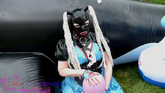 balloon pop inflatable inflation bondage latex rubber catsuit porn videos